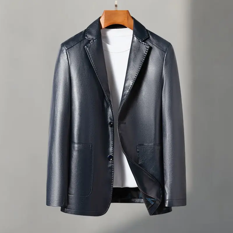 캐주얼 가죽 정장, 천연 가죽 재킷, 남성용 가죽 재킷, 양가죽, 슬림핏, 가을과 겨울용 대형 사이즈
