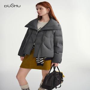DUSHU 플러스 사이즈 2025 겨울 여성용 오버사이즈 숏 패딩 코트 다운 재킷 루즈핏 봄버 패션 보온 아우터웨어