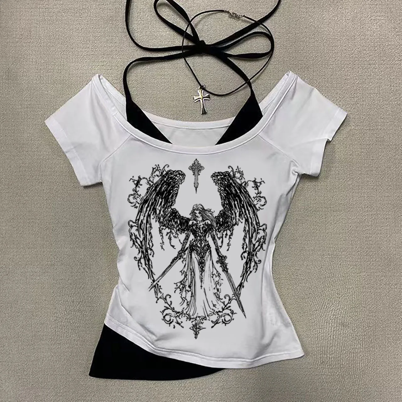 Y2k 레트로 Strapless 코르셋 탑 여성 하라주쿠 크롭 크롭 탑 고딕 프린트 솔리드 Camis 여름 캐주얼 민소매 스트랩 Topsexy