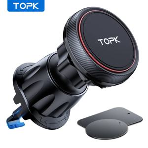 TOPK 마그네틱 차량용 휴대폰 거치대 - 6개의 N52 강력 자석 에어벤트 홀더, 360도 회전 ° 아이폰17 및 모든 휴대폰용 회전식 범용 거치대