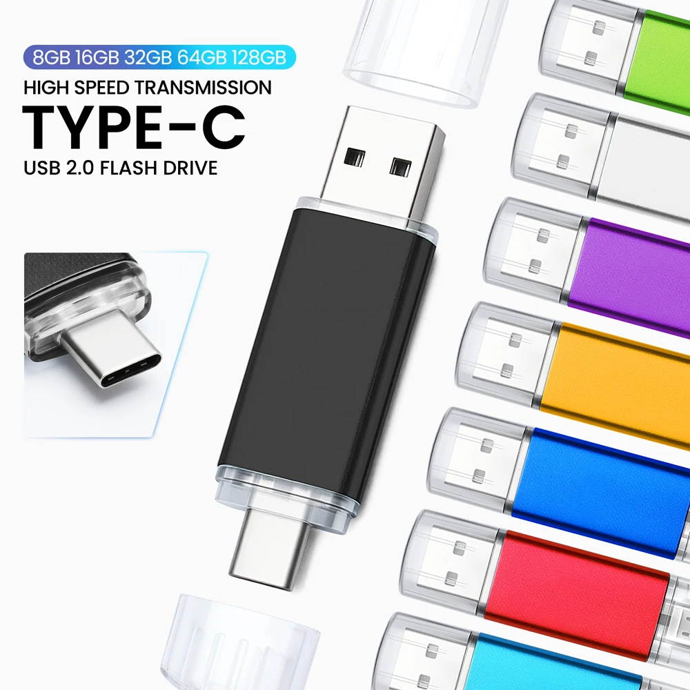 USB C 썸 드라이브 64GB, USB2.0에서 USB 타입-C로 변환 플래시 드라이브 고속 전송 메모리 스틱 맥 프로, 삼성 갤럭시, 아이패드 PC용