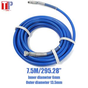 Tpaitlss 에어리스 페인트 호스, 고압 호스, 섬유 튜브, 5000PSI, 1/4 인치 에어리스 분무기, 페인트 호스 스프레이건 수도관, 7.5M