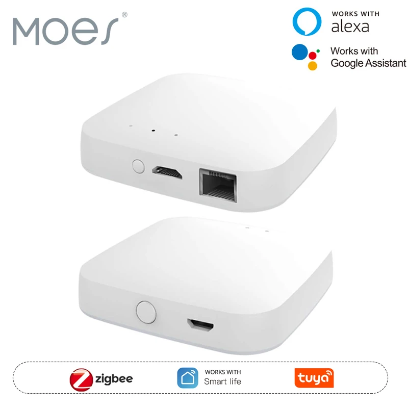 MOES Tuya ZigBee3.0 스마트 허브, 무선/유선 게이트웨이 브리지 SmartLife 앱 원격 제어는 Alexa Google 홈 어시스턴트와 함께 작동합니다.