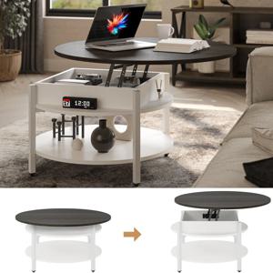 저장 원탁 거실 응접실, 원탁 커피 테이블을 갖춘 국경 간 인기 판매 원형 리프팅 탑 커피 테이블