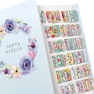 스페인어 성경 탭, 스페인어 성경 라벨, 구약 및 신약 성경 라벨 75개, 스페인어 모란디 성경 라벨, 성경 책 탭