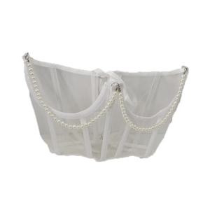 럭셔리 진주 체인 메쉬 Cummerbunds 투명한 Bustiers 묶인 여성 허리띠 스트랩 높은 허리 와이드 허리 벨트 여성