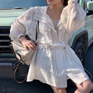 Naning9 야외 다목적 질감 스포츠웨어 자켓 드레스 봄 여름 신착 여성 루즈 피트 중간 길이 코트