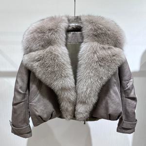 2025 캐주얼 구스 다운 재킷 여성용 대형 천연 여우털 칼라 따뜻한 패딩 재킷 럭셔리 코트 아우터 파카