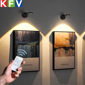 KFV 충전식 지능형 인체감지 무선 벽등 디밍 가능 3색 LED 조명 그림 액자 조명용 스포트라이트 무드등 침실 충전식 조명 조명등 led 미니조명 책상 꾸미기컴퓨터 책상 꾸미기 무드등 led 테이블 조명수면등독서등무드등