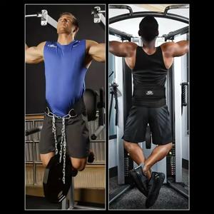 체중 감량 피트니스 보디 빌딩을위한 체인이있는 체육관을 당겨 강도 훈련 부하 허리 스트랩 두꺼운 벨트 바벨