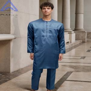 면 40% 남성 무슬림 투피스 기도복 자라비야 알제리 카프탄 아바야 이슬람 주바 아랍 전통 무슬림 의상