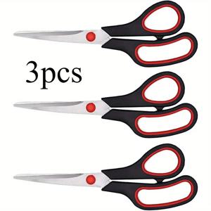 3pcs 스테인레스 스틸 다목적 가위, 가정용 컴포트 그립 핸들이있는 21.59 cm 울트라 샤프 가위