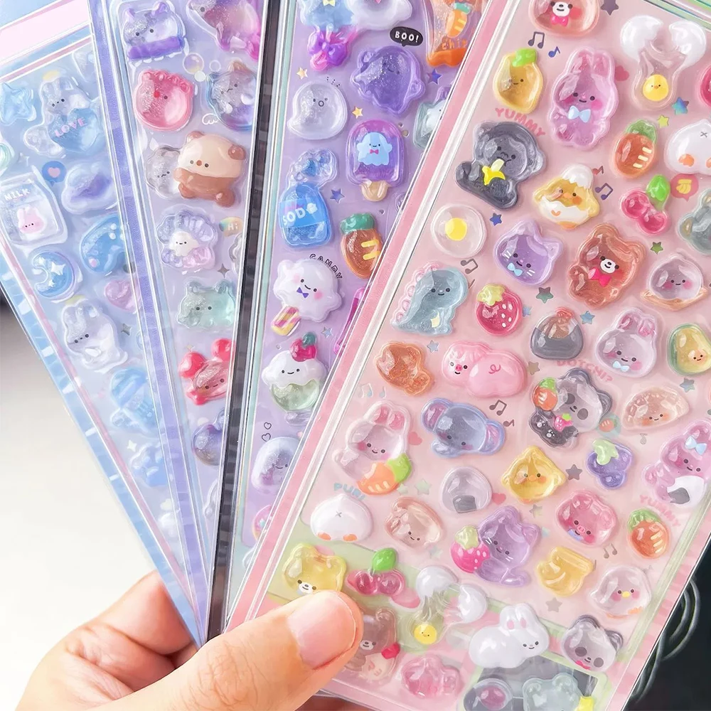 1개 만화 테마 3D 엠보싱 다이아몬드 스티커, 스크랩북 및 문구 장식용 PVC 공예 데칼 - DIY 전문가에게 적합