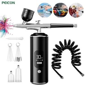 압축기가있는 에어 브러시 페인팅 공예 용 핸드 헬드 스프레이 건 미니 스프레이 건 USB 충전식 에어 브러시 휴대용 분무기 건