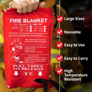 화재 진압 담요 긴급용 유리섬유 방화 담요 주방 가정 캠핑 그릴 자동차 사무실 창고 벽난로용