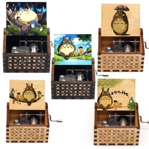 이웃집 토토로 손으로 돌리는 오르골 원목 앤티크 조각 나무 손잡이 오르골 피규어 크리스마스 생일 선물