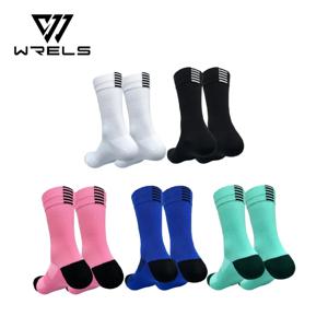 Jing 전문 사이클링 양말 긴 튜브 남성 및 여성 야외 스포츠 빠른 건조 사계절 자전거 양말 러닝 양말