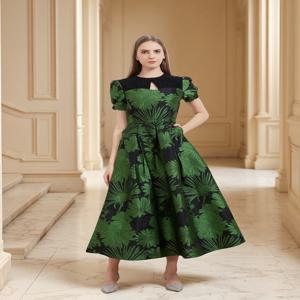 여성용 럭셔리 오간자 롱 맥시 원피스 파티 패션, 레이스 패치워크, 퍼프 슬리브, 신상, 우아한 이브닝 베스티도, 여름