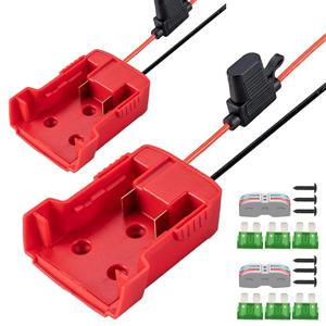 밀워키 리튬 배터리 케이스 컨버터용 M18 2PCS 파워 휠 어댑터, 18V 리튬 이온 셀 팩 키트, 12 AWG 와이어 포함