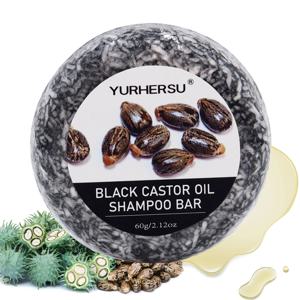 60g 블랙 캐스터 샴푸 바 2-in-1 샴푸 및 컨디셔너, 캐스터 추출물로 제작되어 모든 모발 타입에 영양을 공급하고 관리합니다.