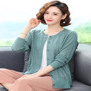 2025년 신상 엄마용 숄 슬리브리스 아이스 실크 니트 가벼운 봄 여름 가디건 여성 패션 캐주얼 루즈핏 탑