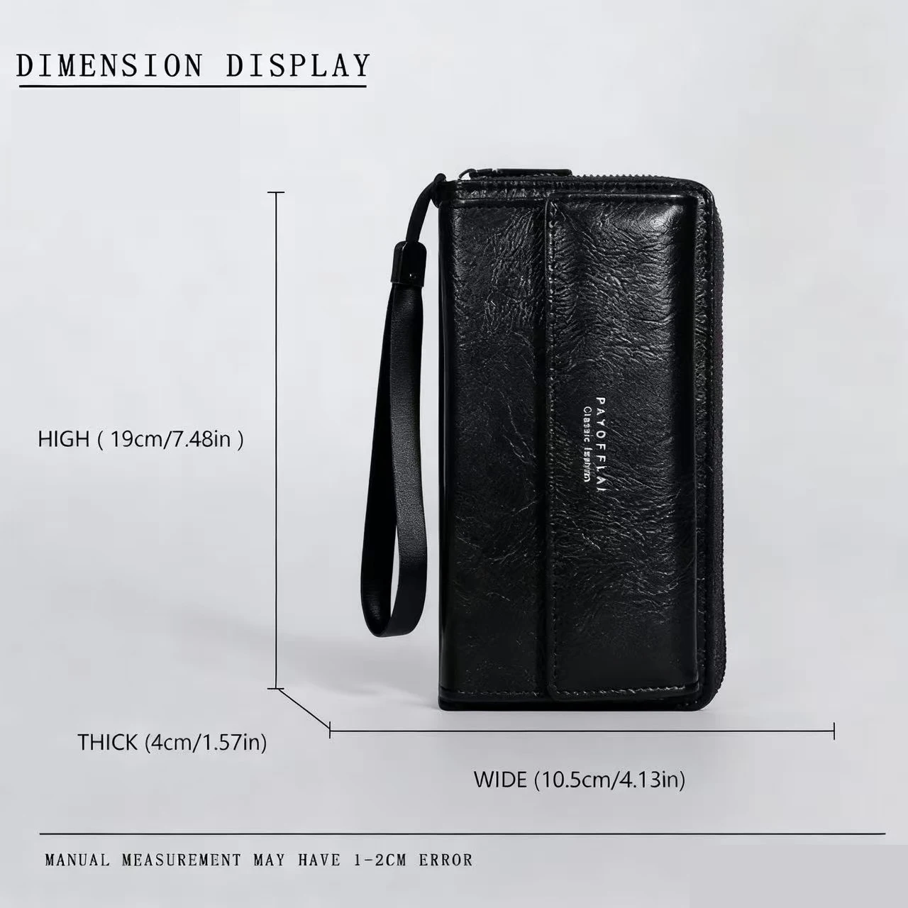 남성용 PU 지퍼 핸드백 대용량 장지갑 클러치백 폰백 다중 카드 홀더 동전 지갑 이중층