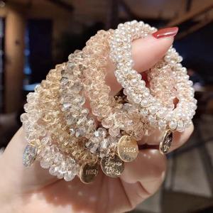 3 개/대 크리스탈 진주 구슬 탄성 밴드 Scrunchies 헤어 액세서리 여성 포니 테일 홀더 모자를 쓰고 있죠