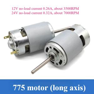 775 모터 확장 샤프트 대형 토크 팬 모터 DC12V 3500rpm 24V 7000rpm 마이크로 DC 소형 모터 액세서리 볼 베어링