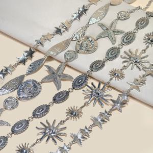 여성용 레트로 보헤미안 에스닉 스타일의 디자이너 허리 체인 액세서리, 고급 실버 메탈 체인 벨트, 스커트와 청바지용 벨트