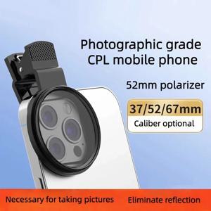 CPL 편광 필터는 반사를 제거합니다. 52mm 휴대폰 카메라 사진 촬영용 편광 렌즈 필터(클립 포함)