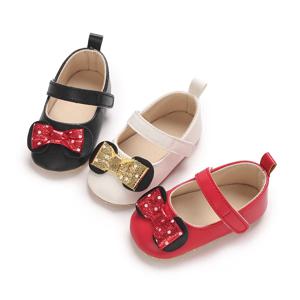 달콤한 아기 신발 아기 소년 소녀 신발 소녀 클래식 Bowknot 부드러운 단독 Anti-slip PU 드레스 신발 첫 워커 유아 어린이 신발