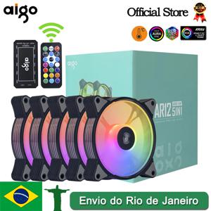 Aigo AR12 120mm PC 게이머 컴퓨터 케이스 팬 RGB 12v Heatsink Aura Sync 쿨러 Argb 사일런트 컨트롤러 키트 팬 냉각 환기 장치