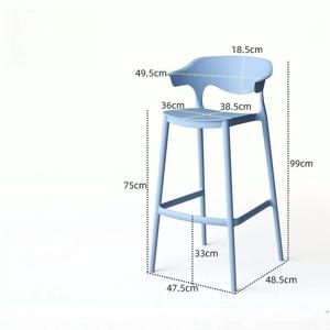 좌석 높이 65cm 미니멀리스트 등받이 높은 바 의자 홈 아일랜드 테이블 쌓을 수있는 저녁 식사 레스토랑 의자 어린이 먹는 플라스틱 의자