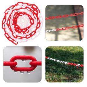 3M 빨간색 흰색 플라스틱 체인 차단기 보안 펜스 안전 가드레일 기둥 주의 표시 스트립 주차장용