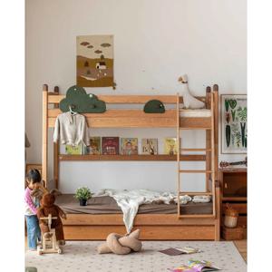 고품질 심플 솔리드 침실 원목 어린이 침대 하프 하우스 안전 분리형 이층 침대 서랍 거실 편안함