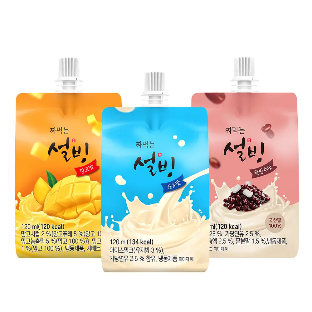 짜먹는 설빙 망고맛/우유맛/팥빙수맛 120ml x 12개입 샤베트 아이스크림
