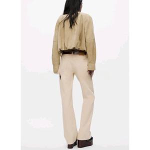 가을 여성용 벌룬 헴 라운드 넥 긴팔 인조 가죽 재킷 아우터웨어 부드러운 벨벳 질감 출퇴근 스타일 루즈핏