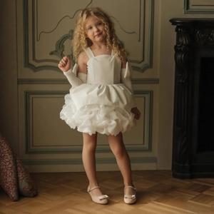 벨벳 플라워 걸 드레스 스쿱 퍼프 소녀 파티 드레스 웨딩용 긴팔 키즈 생일 예복 맞춤 제작 2026