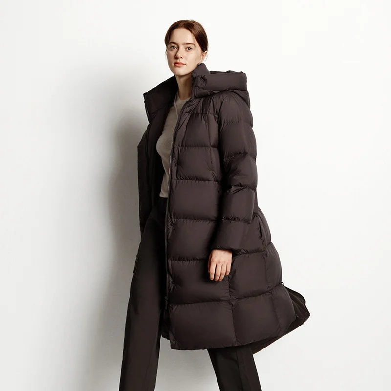 세미르 다운 재킷 여성용 겨울 롱 90% 오리털 방수 오일프루프 얼룩방지 2025 신상 솔리드 후드 겨울 여성 의류