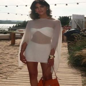 여성 의류 시스루 쉬폰 블라우스 섹시 패션 솔리드 커버업 여성 우아한 나이트 클럽 탑 화이트 블랙 스트리트웨어