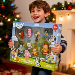 블루이 가족 빙고 피규어 8개 세트, 관절 가동 액션 피규어 모델, 어린이 크리스마스 선물 장식용 장난감