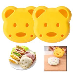 샌드위치 커터 및 실러 곰 모양 샌드위치 몰드 커터 만화 빵 샌드위치 쉐이퍼 DIY 비스킷 쿠키 케이크 몰드