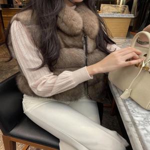 우아한 퍼플 밍크 퍼 베스트 여성 패션 네임 레이디 친환경 퍼 재킷 리치 홈 프린세스 가을 겨울 스타일