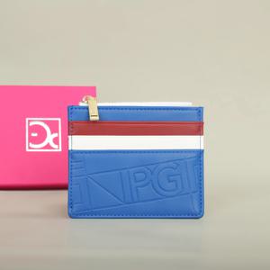 PG 여성용 지갑 패션 복고풍 기질 여성용 가방 단추 접이식 모노그램 인쇄 금속 지퍼 가죽 가방 카드 여성용