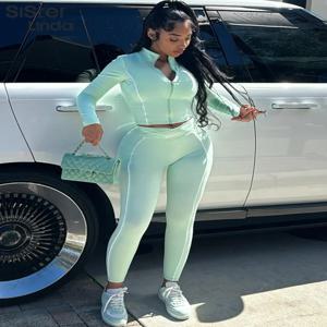 Sisterlinda 가을 릴리스 주니어 발목 길이 하이 스트리트 바지 정장 K24S58276 소녀 솔리드 슬림 꽉 끼는 패션 바지 정장