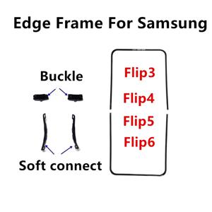 삼성 갤럭시 Z 플립 6 5 4 3 F741 F731 F721 F711 중간 프레임 스탠드 하우징 베젤 수리 부품 + 버클 연결 용 엣지 스트립