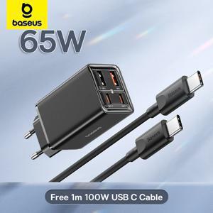 베이스어스 65W USB C 충전기 GaN 충전기 QC PD 충전 지원 휴대용 고속 충전기 아이폰 17 16 15 샤오미 노트북 충전기