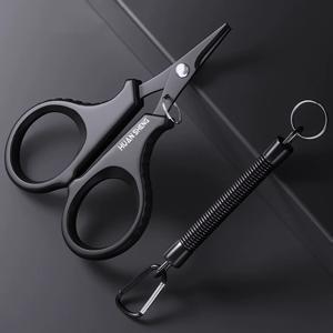 티타늄 코팅 스테인리스 스틸 낚시 가위 플라이어 PE 브레이드 라인 커터 플라이즈 잉어 낚시 액세서리 도구 1세트