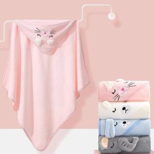 80*80cm/ 만화 아기 목욕 타월 후드형 폴리에스터 섬유 아기 목욕 가운 신생아 포대기 여자아이와 남자아이 아기 담요