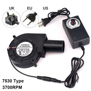 1개 내구성 있는 소형 블라스트 엔진 BBQ 블로워 3700RPM 7530 타입 에어 블로워 220V/110V 가변 속도 조절기 포함 요리용 팬